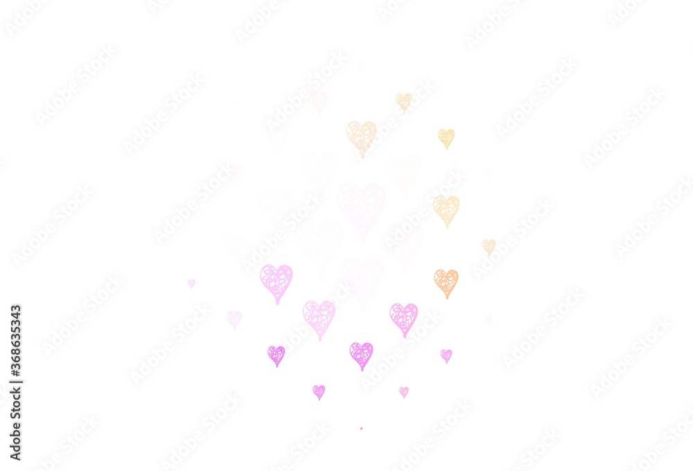 Light Pink, Red vector background with Shining hearts.
