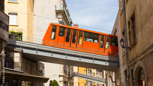 The red funicular of Saint Just in Lyon