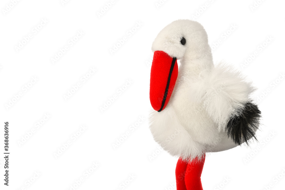 Typical souvenir from Alsace, France. Soft toy white stork bird (Ciconia  ciconia) isolated on white background with copy space. Stock Photo | Adobe  Stock