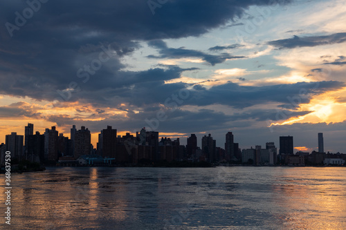 Upper East Side Skyline during Sunset along the East River in New York City