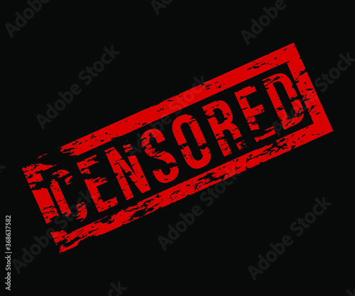 Old shabby inscription censored red on a black background, vector