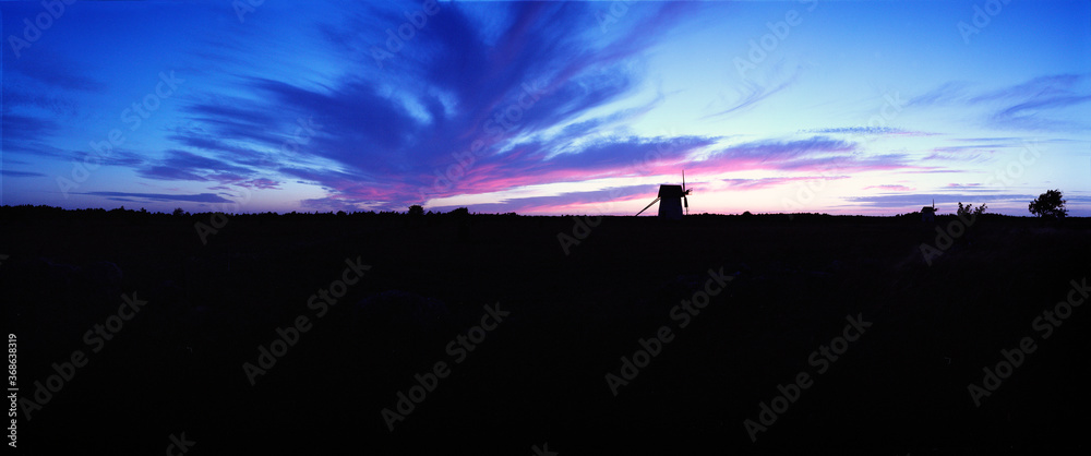 Night power, windmill on Gotland, longest day, SWEDEN