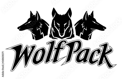 Fotografie, Obraz Wolfpack Design Silhouette Emblem Symbol