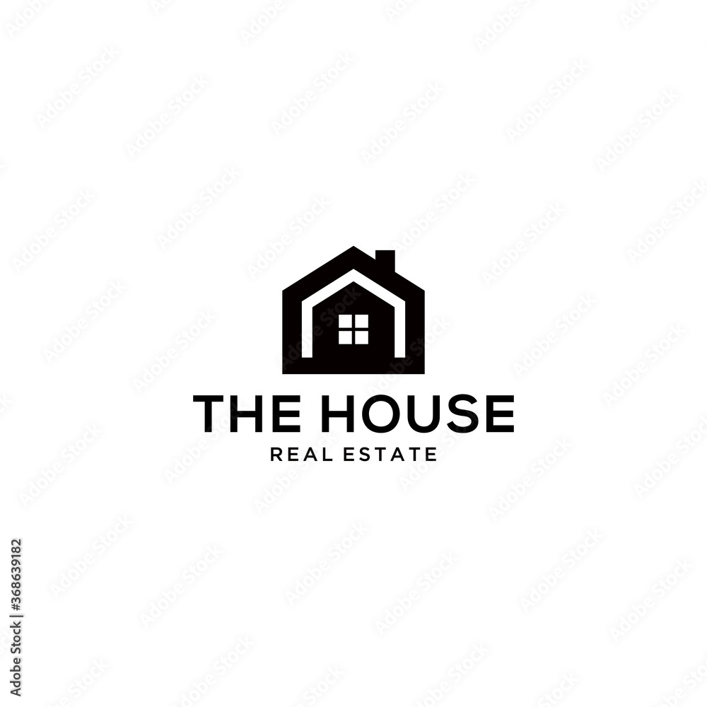 Creative modern minimalist house sign logo design template 