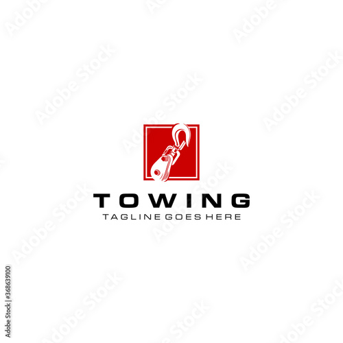 Creative simple modern crane towing sign logo design template