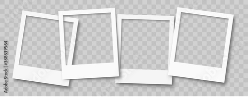 Realistic empty photo frame mackup set. Old photo frame collection. Blank retro photo frames with shadows - stock vector