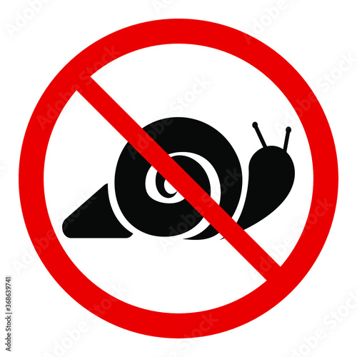 Red snail prohibition sign on a white background, vector