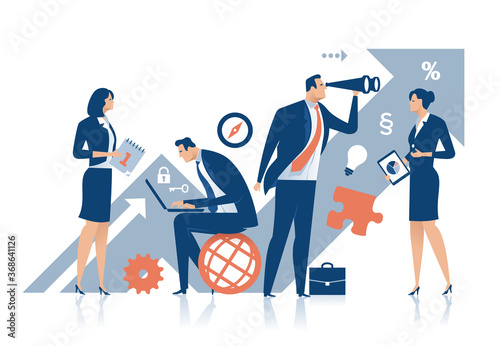 Successful business team. Business concept vector illustration.
