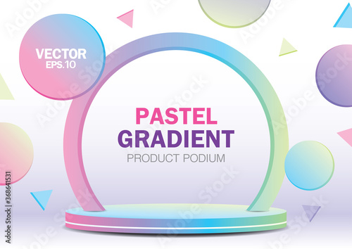 Cute pastel gradient scene with product display podium 3d illustration vector.
