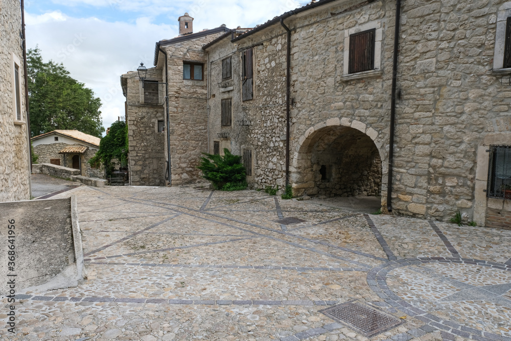 historic center of the village of Rocca caramanico in the Majella mountain area in Abruzzo Italy