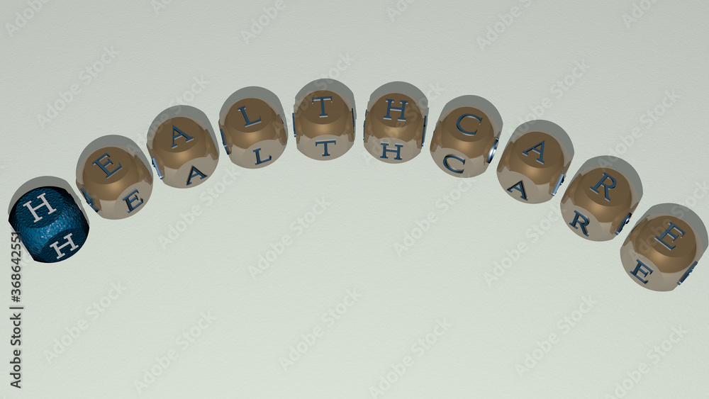 healthcare combined by dice letters and color crossing for the related meanings of the concept. doctor and medical healthcare combined by dice letters and color crossing for the related meanings of the concept. doctor and medical