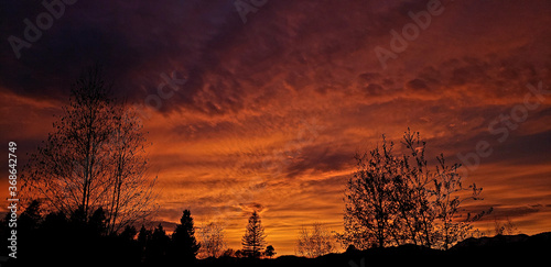 Fiery sunset outside Glacier National Park