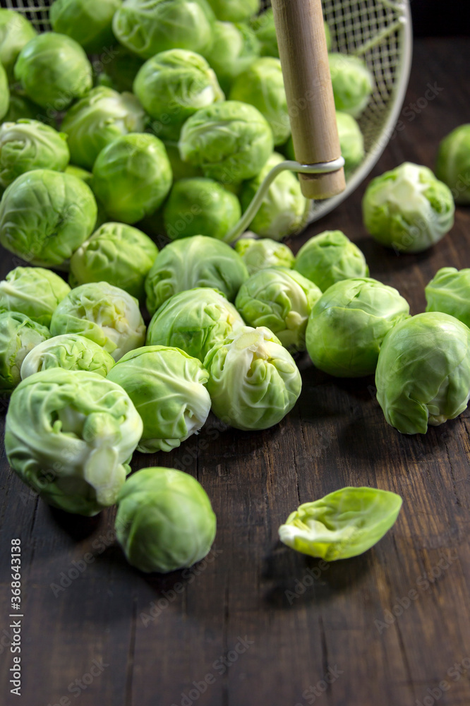 Close-up of organic brussels sprouts (Brassica oleracea) Close-up of organic brussels sprouts (Brassica oleracea)