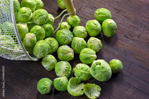 Obraz na płótnie Close-up of organic brussels sprouts (Brassica oleracea) w salonie