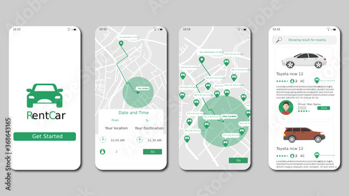car rent mobile app ui kit design