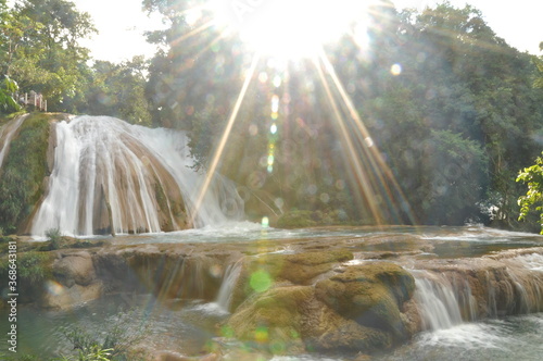 Motiepa Waterfall at Palenque in Mexico  Natural background