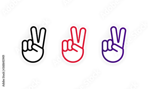 Hand gesture icon. Victory sign. Vector on isolated white background. EPS 10