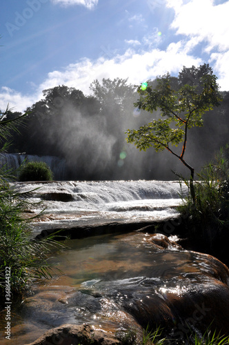 Motiepa Waterfall at Palenque in Mexico, Natural background