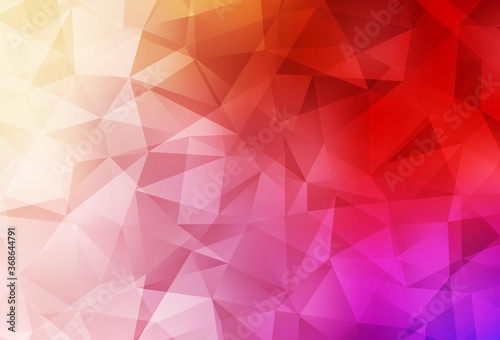 Light Red, Yellow vector gradient triangles pattern.