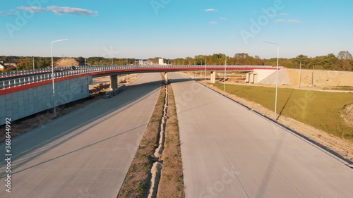 Newly built bridge in Warsaw, aerial. High quality 4k footage