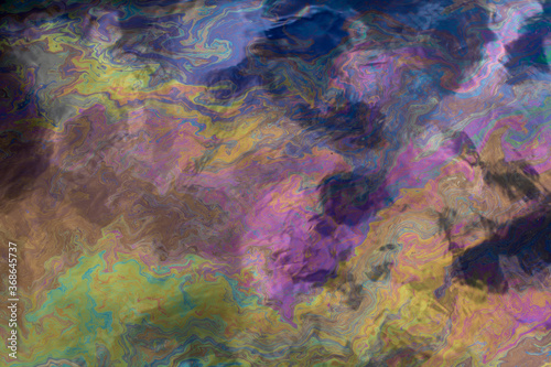 abstract colorful background. multi-colored oil slick on the surface of the water. © Сергей Черкашин