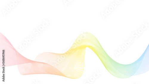 Abstract rainbow vector background with pastel multicolored dynamic wave. Geometric abstract wavy lines background. Vector illustration. Rainbow wave isolated on white backdrop