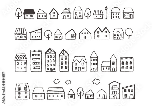 手描きの家・街並みイラスト