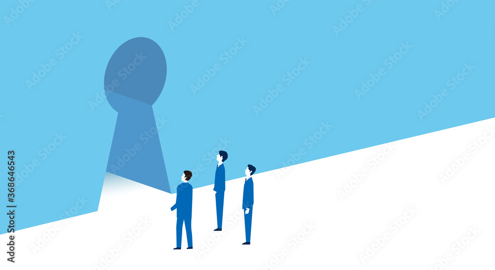 鍵穴を見るビジネスマンのイラスト Stock Vector Adobe Stock
