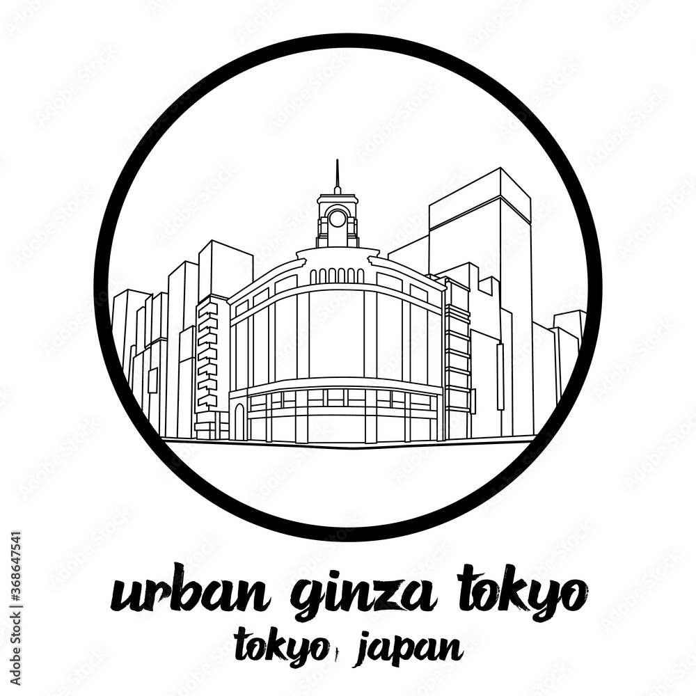 Fototapeta premium Circle icon Urban Ginza in tokyo Japan icon. vector illustration