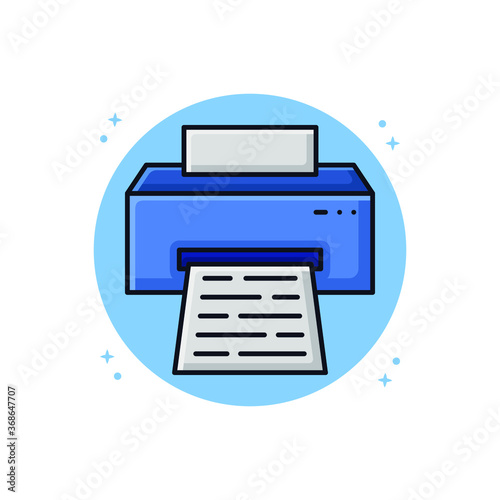 Printer Paper Icon Illustration. Print Ink Machine Vector Symbol. Scan and Printing Hardware Electronic