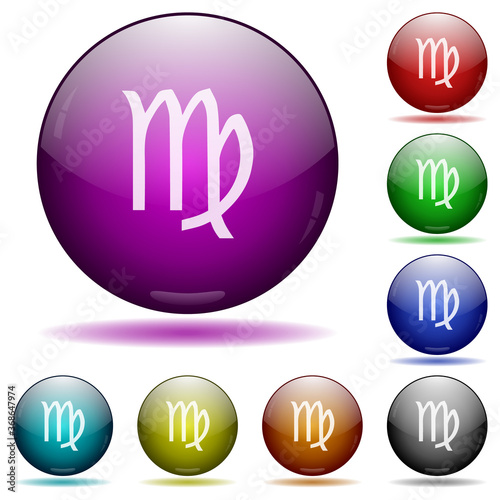 virgo zodiac symbol icon in glass sphere buttons