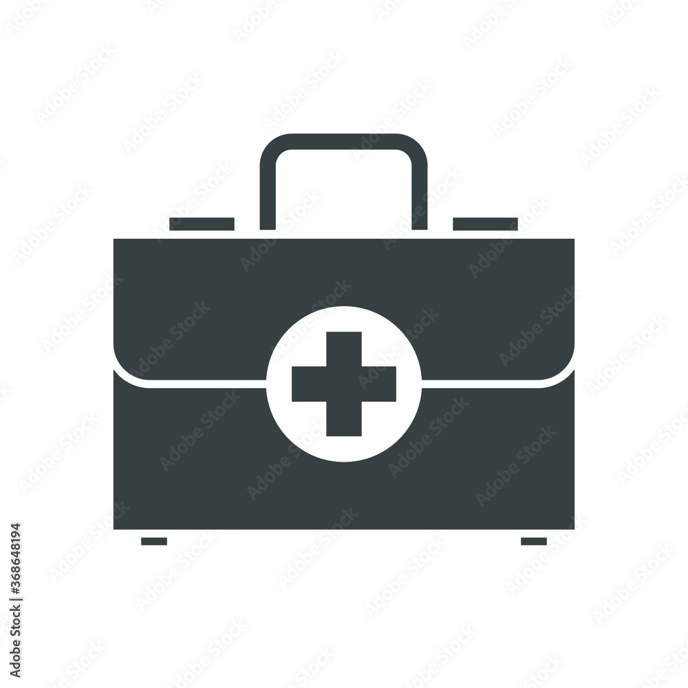 ambulance suitcase icon, solid style. First aid kit, medical case bag, Paramedic medicine box with cross emergency symbol for illness diagnostics. Vector illustration Design on white background EPS 10 ambulance suitcase icon, solid style. First aid kit, medical case bag, Paramedic medicine box with cross emergency symbol for illness diagnostics. Vector illustration Design on white background EPS 10