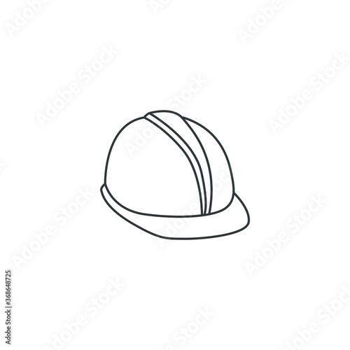 Construction safety helmet line, isometric 3d style. Hard Hat for engineer technician worker in industrial manufacture, architecture, contractor. Vector illustration Design on white background EPS 10