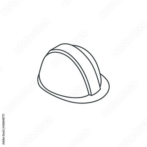 Construction safety helmet line, isometric 3d style. Hard Hat for engineer technician worker in industrial manufacture, architecture, contractor. Vector illustration Design on white background EPS 10