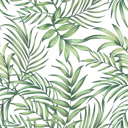 Tropical leaves vector pattern. summer botanical illustration for clothes  cover  print  illustration design. 
