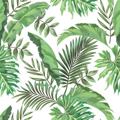 Wandcirkels Botanische print patronen Tropische bladeren patroon zomerse botanische stijl  © Logunova  Elena