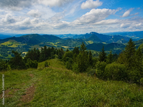View from Mount Wysoki Wierch on the Three Crowns. Pieniny National Park. Polish-Slovakian border