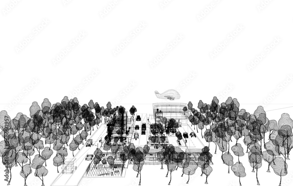 Cartoon style miniature city visualization, 3d rendering, 3d illustration