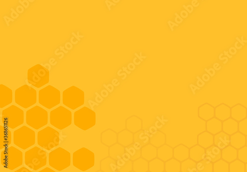 Vector background with abstract honeycombs on yellow background. 