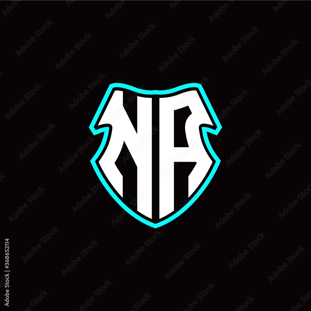 NA initial logo design with a shield shape