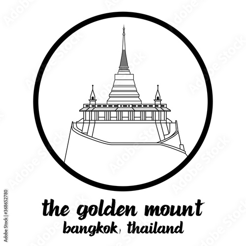 Circle icon line The Golden Mount. vector illustration
