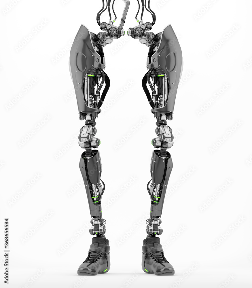 Replacement robotic leg part, 3d rendering on white background
