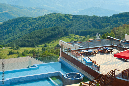 Swimming pool with amazing mountain view in Kopaonik resort, Serbia