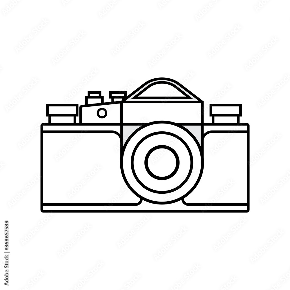 Flat 2D retro film camera line icon 素材庫向量圖| Adobe Stock