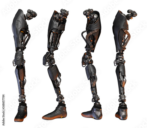 Replacement robotic leg parts, 3d rendering
