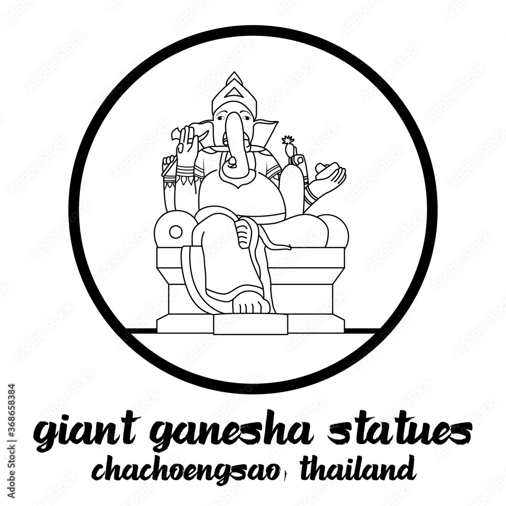 circle icon line giant ganesha stute. vector illustration