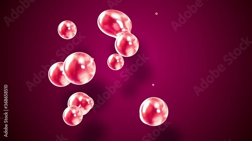 amasing abstract background of metaballs as if glass drops or spheres filled with red sparkles merge together and scatter move around cyclically in 4k. Looped seamless animation with glisten bubbles photo