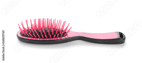 New modern hair brush isolated on white