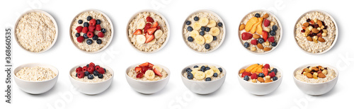 Bowl with prepared oatmeal photo