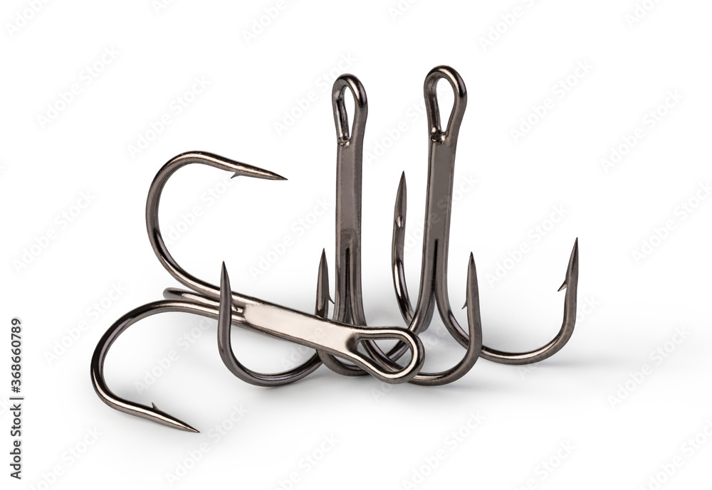 Fishing hooks on a white background Fishing hooks on a white background